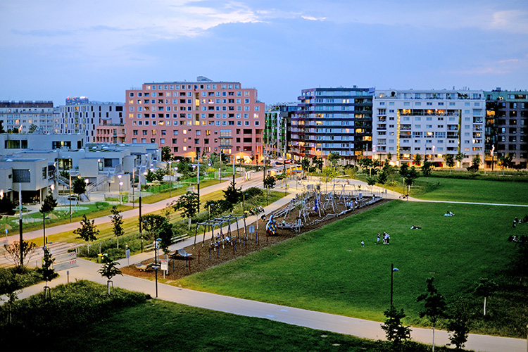 Gleis 21 Sonnwendviertel Helmut-Zilk-ParkQuartiershäuser Baugruppen autofreie Zone